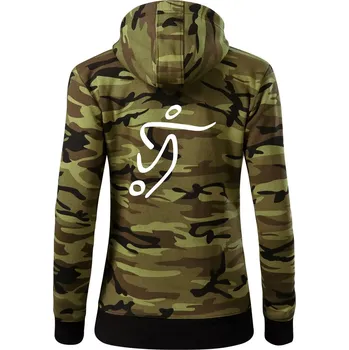 Dámská mikina Fotbalista silueta - Dámská mikina trendy zipper s kapucí - S ( Zelený maskáč )