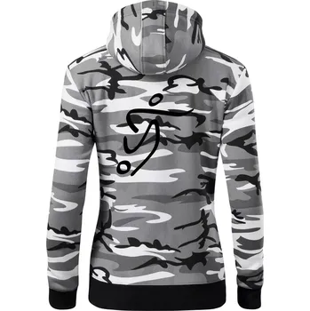 Dámská mikina Fotbalista silueta - Dámská mikina trendy zipper s kapucí - M ( Šedý maskáč )