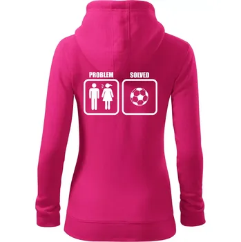 Dámská mikina Problém fotbal - Dámská mikina trendy zipper s kapucí - M ( Purpurová )