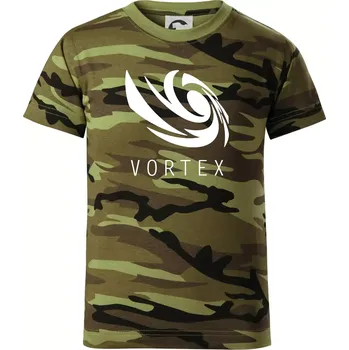 Chlapecké tričko Vortex logo jednobarevné - Dětské maskáčové triko - 104-110cm / 3-4 roky ( Zelený maskáč )