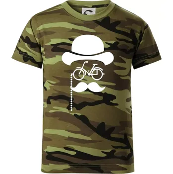 Mustache kolo - Dětské maskáčové triko - 104-110cm / 3-4 roky ( Zelený maskáč )