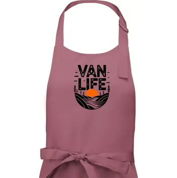 Kuchyňská zástěra Van life a Západ slunce - Pánská zástěra na vaření - Univerzální velikost ( Starorůžová )