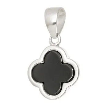 Přívěsek Stříbrný přívěšek čtyřlístek s onyxem STRZ1134F