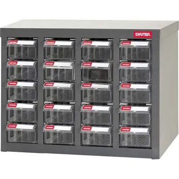 Galvanizovaný kovový organizér pro dílenský materiál a díly s 20 zásuvkami - ST1-420