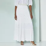 Dlouhá volánová sukně se zlatavým potiskem bílá/zlatá 50