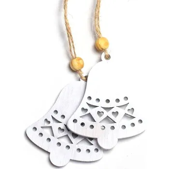 Vánoční dekorace Zvonek dřevo 2ks 7cm bílý