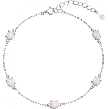 Náramek Stříbrný náramek se syntetickými opály bílý kulatý 13029.1 white