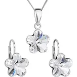 Sada šperků s krystaly Swarovski náušnice, řetízek a přívěsek bílá kytička 39143.1