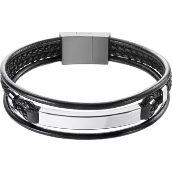 Náramek Náramek pánský černá recykl.kůže s ocelovou ozdobou 43029.3 černý