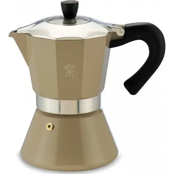 Moka konvice PEZZETTI Bellexpress tmavě béžový na 3 šálky espressa (3 tz) - hliníkový vysokotlaký kávovar