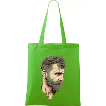 Nákupní taška Mustache man - Taška bavlněná - 42 x 38 cm ( Apple Green )
