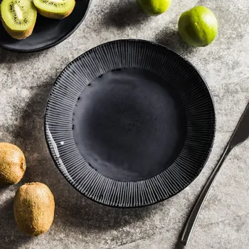 Talíř Kameninový dezertní talíř ORGANIC HAND MADE TMAVOZELENÝ 21,5 cm