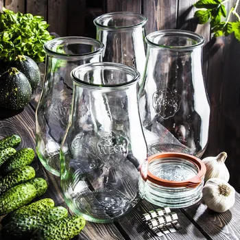 Zavařovací sklenice WECK Tulip 2,7 l 4 ks zavařovací sklenice WECK Tulip 2,7 l 4 ks. - zavařovací sklenice skleněné wek s víčky a příslušenstvím