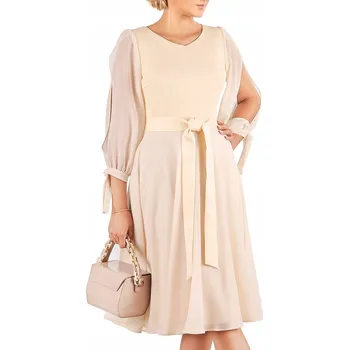 Dámské šaty Carla Moreno koktejlové šaty ze šifonu, délka do půlky lýtek, velikost 46