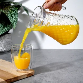 Skleněná konvice na vodu a nápoje s víkem 1,4 l