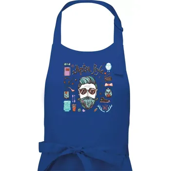 Kuchyňská zástěra Hipster style - Dámská zástěra na vaření - Univerzální velikost ( Královská modrá )