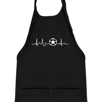 Kuchyňská zástěra Ekg fotbal míč - Dětská zástěra na vaření - Univerzální velikost ( Černá )