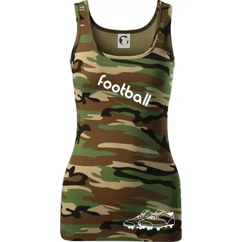 Dámské tričko FOOTBALL nápis šikmo - Dámské Maskáčové tílko - M ( Hnědý maskáč )