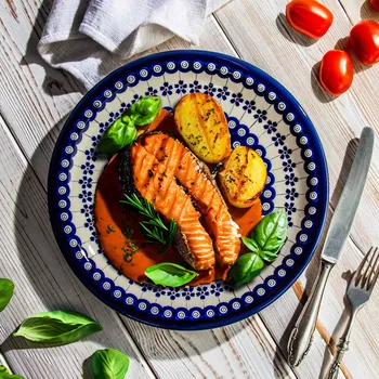 Talíř BOLESŁAWIEC GU-1014 DEK. 166A 27,5 cm - keramický mělký obědový talíř