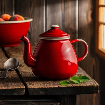 Konvice na čaj Smaltovaná konvice / čajník OLKUSKIE WYROBY EMALIOWANE 0,9 l OWE Carmine