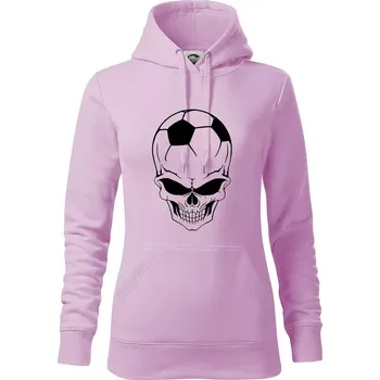 Dámská mikina Fotbal lebka míč - Mikina dámská Cape s kapucí - S ( Orchid )