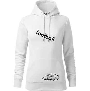 Dámská mikina FOOTBALL nápis šikmo - Mikina dámská Cape s kapucí - 2XL ( Bílá )