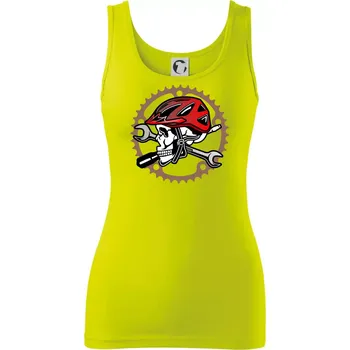Dámské tričko Lebka biker opravář - Dámské tílko - L ( Limetková )
