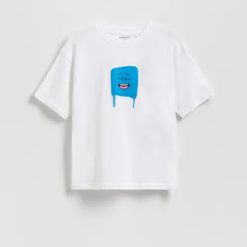 Chlapecké tričko Reserved - Bavlněné tričko Basic - krémová - 945EG-01X - 945EG-01X-158