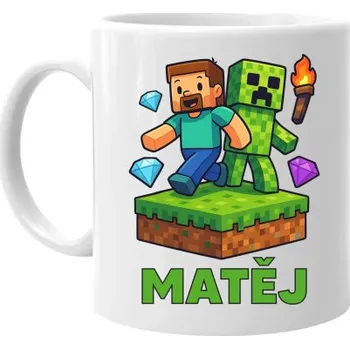 Žertovný předmět Steve - hrnek s potiskem pro fanoušky Minecraftu - personalizovaný produkt- Tričkový.cz