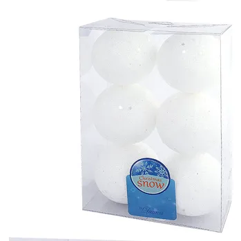 Vánoční ozdoba Ozdoba koule 6cm 6ks bílá glitter