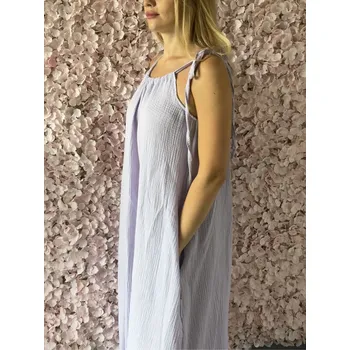 Dámské šaty Lullalove Mušelínové maxi šaty s řasením UNI Levandule