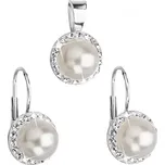 Sada šperků s krystaly Swarovski náušnice a přívěsek bílá perla kulaté 39091.1