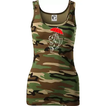 Dámské tričko Ryba s deštníkem - Dámské Maskáčové tílko - M ( Hnědý maskáč )