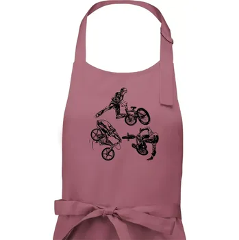 Kuchyňská zástěra BMX tricks - Dámská zástěra na vaření - Univerzální velikost ( Starorůžová )