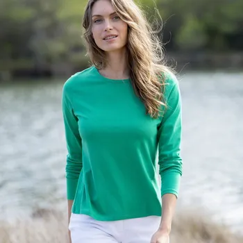Dámské tričko Jednobarevné tričko s dlouhými rukávy zelená 34/36