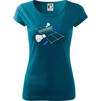 Dámské tričko Badminton - hřiště - Dámské triko Pure - M ( Petrolejová )