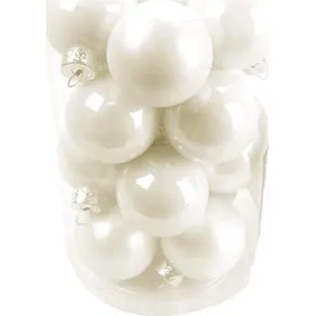 Vánoční ozdoba MIŠ Ozdoba koule 3,5cm 16ks bílá perleť