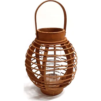 Lucerna lampion dřevo hnědá 20 cm x 14 cm