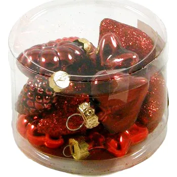 Vánoční ozdoba Ozdoba 4druhy 12ks červená