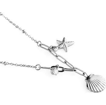 Náhrdelník franco bene Náhrdelník s mušlí a přívěsky - stříbrný | 2108