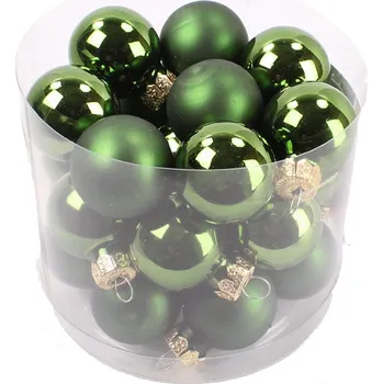 Vánoční ozdoba Ozdoba koule 2,5cm 24ks tm.zelená