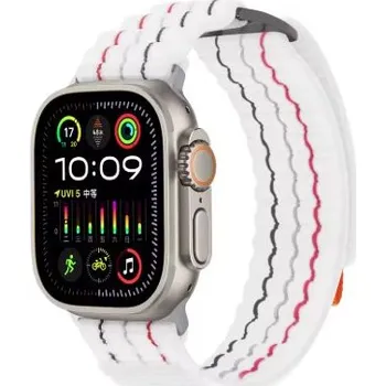 Příslušenství k chytrým hodinkám eses Nylonový strukturovaný řemínek pro Apple Watch - Bílý 42 mm, 44 mm, 45 mm, 49 mm