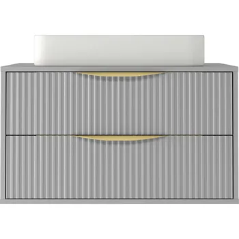 Policová skříň Závěsná skříňka pod umyvadlo Avila s deskou 80 cm šedá/zlatá