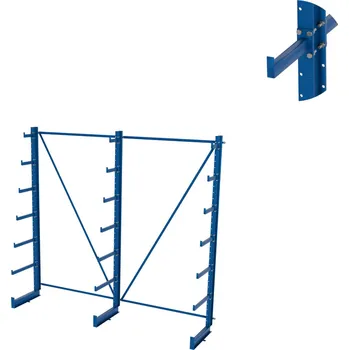 Dílenský regál Výškově nastavitelný svařovaný konzolový regál, jednostranný, stromečkový, 2500×2700×635 mm