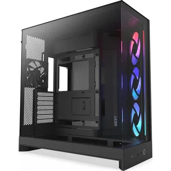 NZXT skříň H9 Flow ARGB dvoukomorová ATX / 3xRGB 140 mm / 1x 120mm fan / prosklená / černá