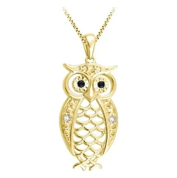 Šperk Stříbrný pozlacený přívěšek sova se zirkony STRZ0884F