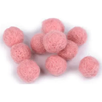 Jehla na filcování Plstěná kulička / bambulka z vlny Ø15 mm pudrová 10 ks