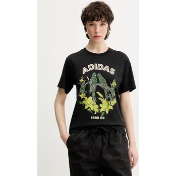Bavlněné tričko adidas x Farm Rio JV8609 černá 99X, vel. M