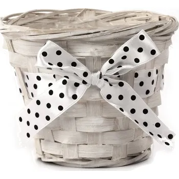 Obal proutí 11cm kulatý s mašlí bílý