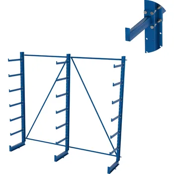 Dílenský regál Výškově nastavitelný svařovaný konzolový regál, jednostranný, rovnoramenný, 2500×2700×635 mm